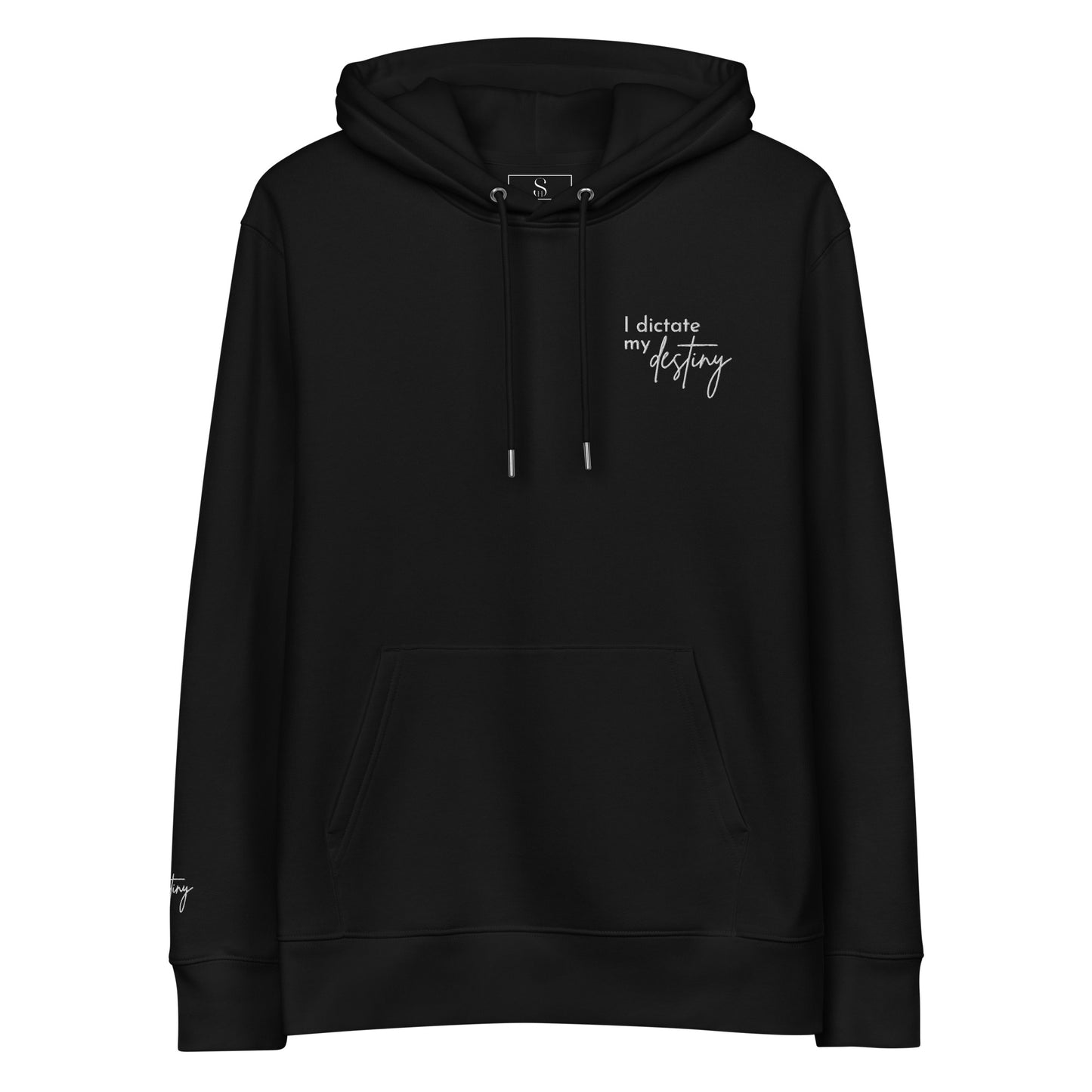 Hoodie Destiny Premium Eco White on Black