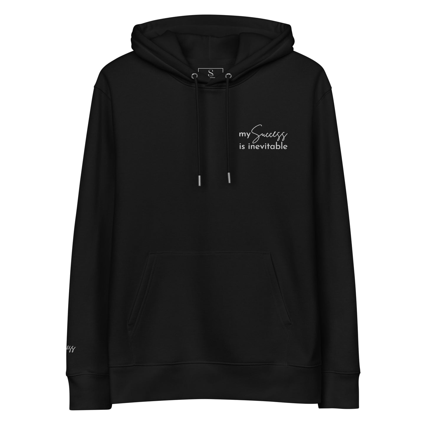 Hoodie Inevitable Success Premium Eco White on Black