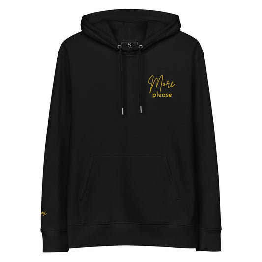 Hoodie More Please Premium Eco Gold on Black