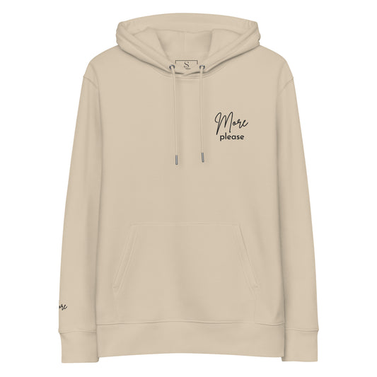 Hoodie More Please Premium Eco Black on Beige